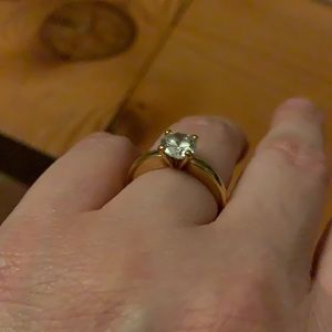 Cubic zirconia gold plated sterling silver ring